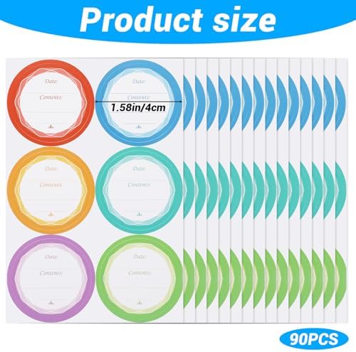 90Pcs Waterproof Canning Labels Round 16 Inch