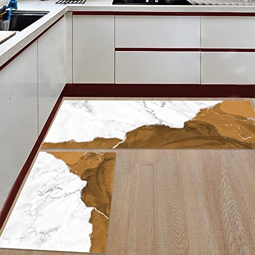 2-Piece Marble Kitchen Rugs Set for Anti-Fatigue Use