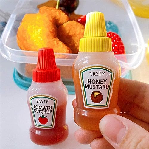 4-Piece Red Yellow Mini Ketchup Bottles