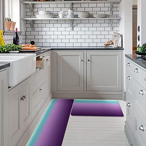 Purple Teal Ombre Kitchen Rug Set 2 PCS