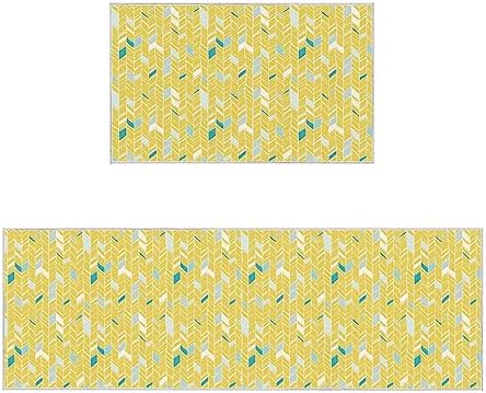2Pcs Anti Fatigue Kitchen Rugs Geometric Design for Kitchen Standing