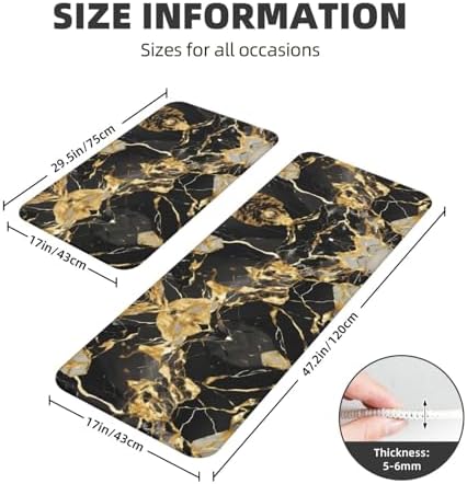 Premium Black Marble texture Kitchen Floor Mat Set