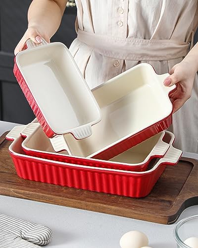 MALACASA Porcelain Bakeware Set of 4 Red 1