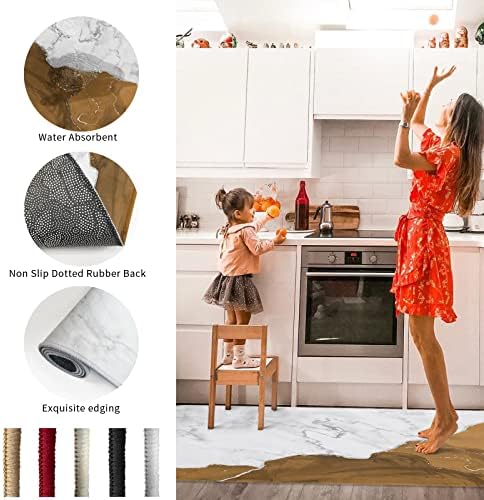 2-Piece Marble Kitchen Rugs Set for Anti-Fatigue Use