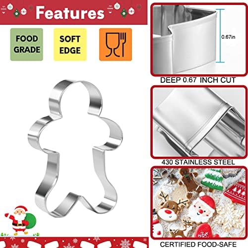 Festive Christmas Cookie Cutters Set - Durable stainless steel 9Shapes Safe Versatile