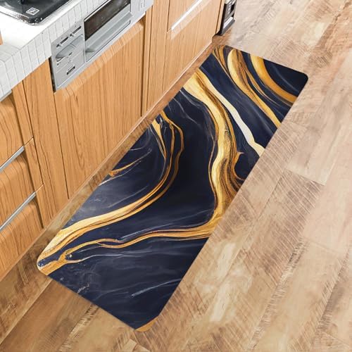 Chic Kitchen Rugs - Abstract Marble Foil Runner Set