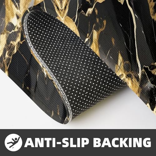 Premium Black Marble texture Kitchen Floor Mat Set