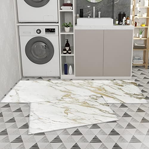 2-Piece Marble Kitchen Rugs Anti Fatigue Non-Slip Kitchen Mat Set