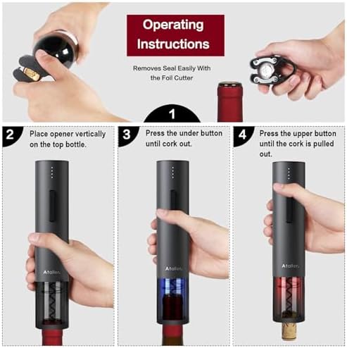 Ataller 2-in-1 Rechargeable Wine Opener Set for Easy Elegant Course