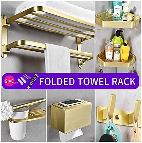 Wall-Mounted Towel Holder Set Brushed Gold