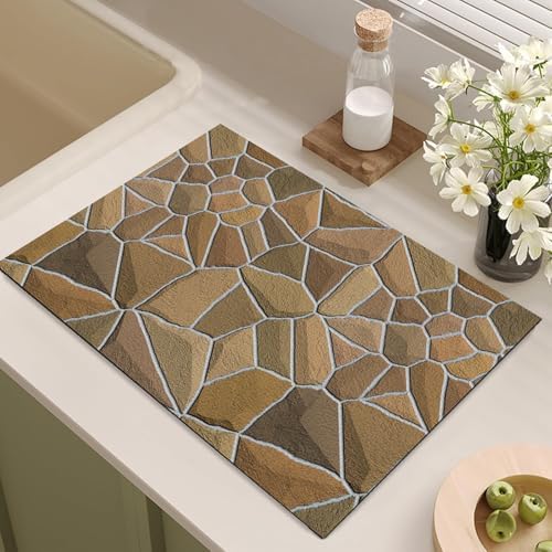 VKJSIPNon-Slip Stone Print Kitchen Mat