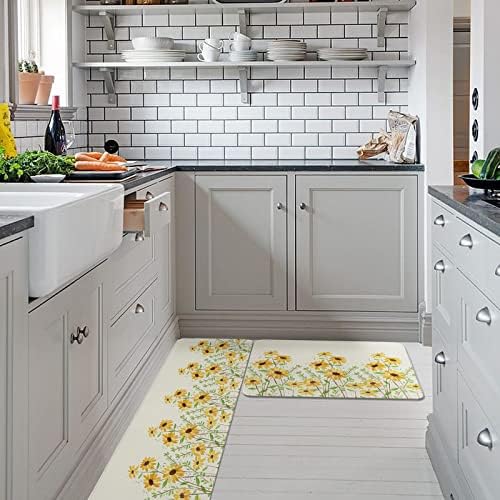 Yellow Daisy Kitchen Rugs Set
