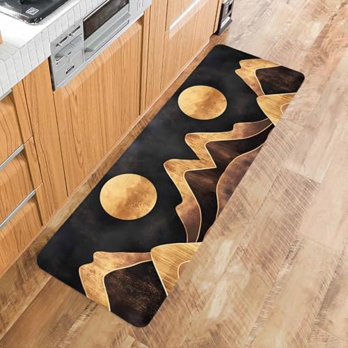 Golden Moon Mountains Kitchen Rugs Set