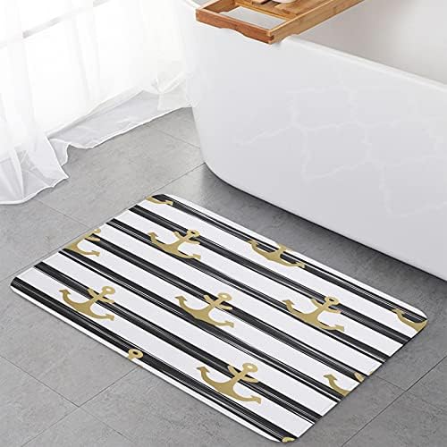 2-Piece Black White Kitchen Mat Set with Anchor Pattern