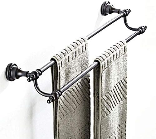 BOCbco Retro Black Bronze Towel Rack Double-Bar Bathroom Storage