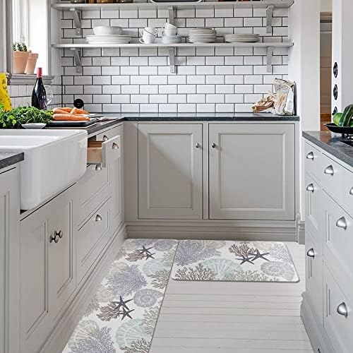 Cozy Ocean Waves Kitchen Bathroom Standing Mat Set