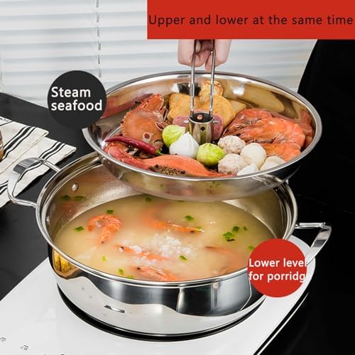 SVRITE Stainless Steel Seafood Steamer Pot - 34CM for Cooking Steaming