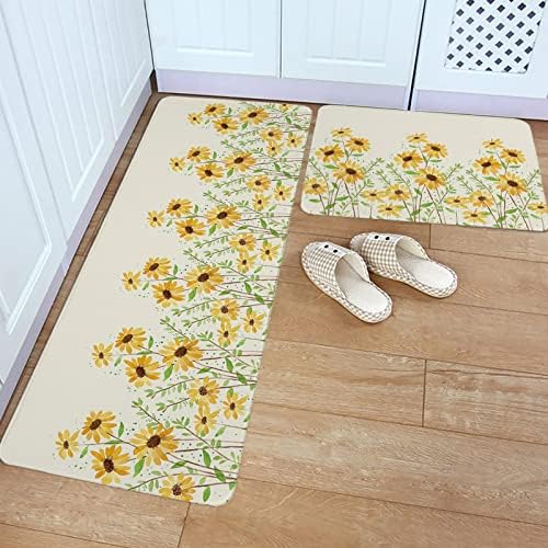 Yellow Daisy Kitchen Rugs Set