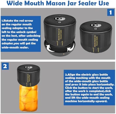 Easy Jar Sealer with LED for Freshness ZKhopelink Mason Jar Saler