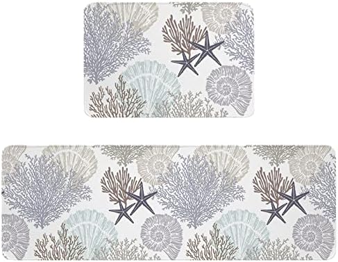 Cozy Ocean Waves Kitchen Bathroom Standing Mat Set