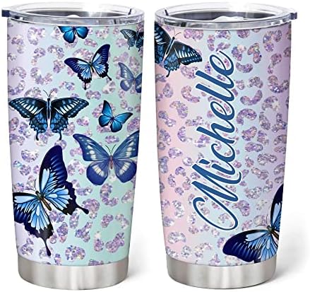 Hyturtle Custom Name Butterfly Design 20oz Tumbler With Lid
