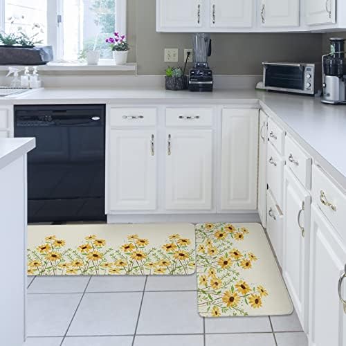 Yellow Daisy Kitchen Rugs Set