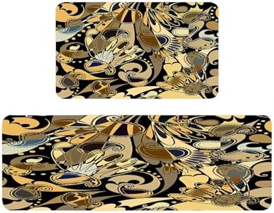 Paisley Kitchen Rugs 2 Piece Set Anti Fatigue Comfort Standing Mat