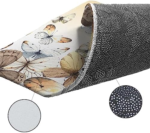 Beige Ombre Butterfly Kitchen Laundry Mat Set