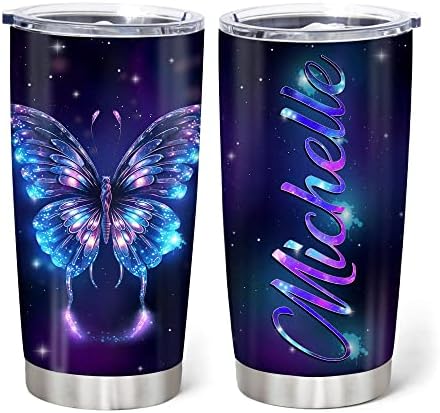 Personalized Butterfly Lovers Tumbler - 20oz Stainless Steel with Anti-Sweat Lid