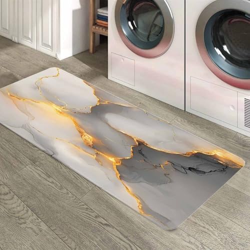 Abstract Gradient Marble Kitchen Rugs and Mats Set