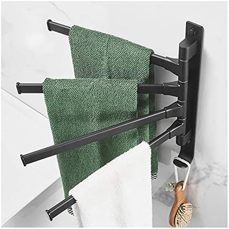 ALDEPO 4 Bar Rotating Towel Rail Organizer Black