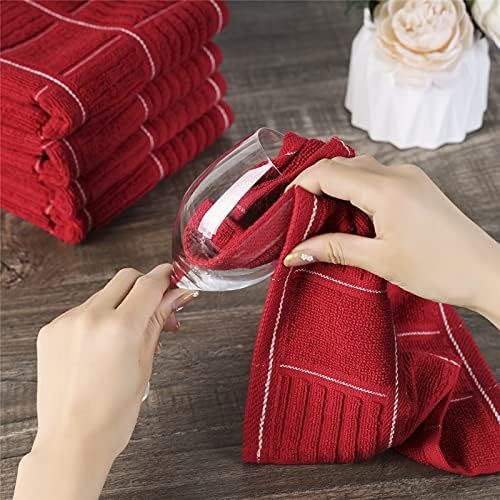 Glynniss Red Kitchen Towels and Dishcloths Set of 8