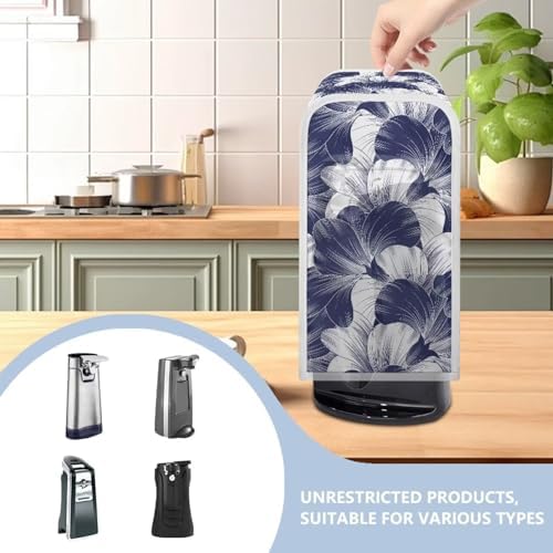 Dark Blue Flowers Can Opener Dust Cover for Electric Can Opener