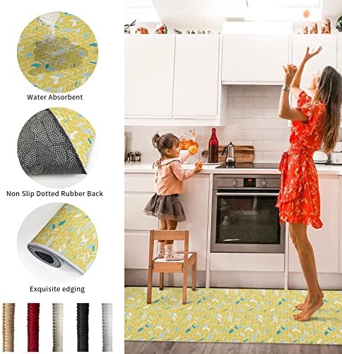 2Pcs Anti Fatigue Kitchen Rugs Geometric Design for Kitchen Standing