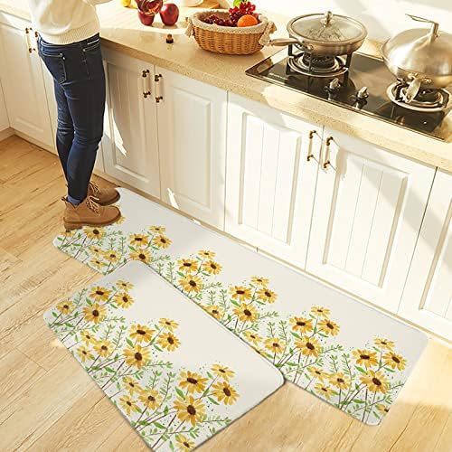 Yellow Daisy Kitchen Rugs Set