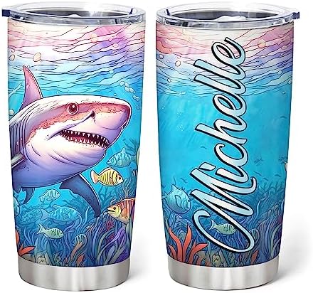 Hyturtle Personalized Shark Lovers Stainless Steel Tumbler