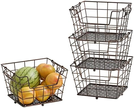 Gourmet Basics by Mikasa Ferme 4-Tier Metal Storage Basket Antique Black