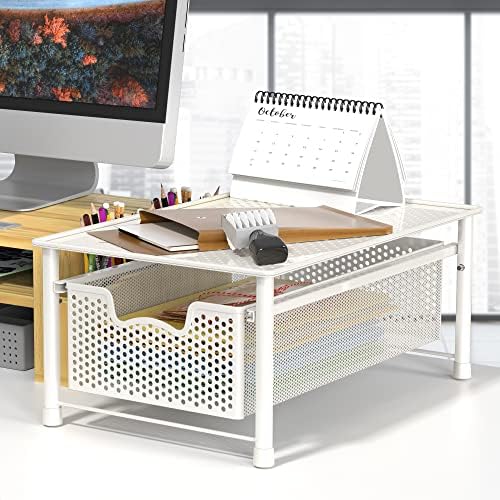 Simple Houseware Stackable Cabinet Organizer Easy Space Saver White