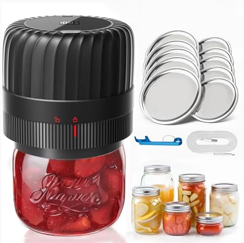 GITOO Electric Mason Jar Vacuum Sealer Kit with 1300mAh Batterywide regular mouths covered