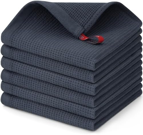 100 Cotton Waffle Weave Dish Cloths - Dark Grey