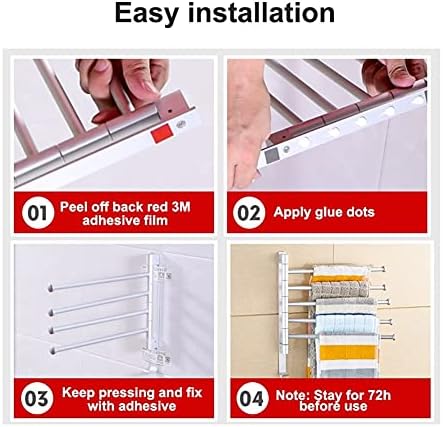 Space-Saving Towel Rail Black 4-Bar