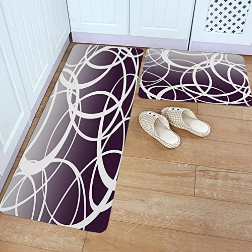 Purple Ombre Kitchen Rugs Set Soft Absorbent for Home Kitchen