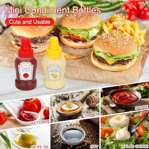 CARONIN 4PCS Mini Condiment Squeeze Bottles