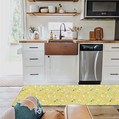 2Pcs Anti Fatigue Kitchen Rugs Geometric Design for Kitchen Standing
