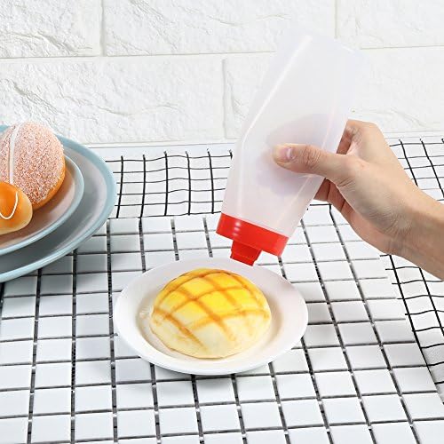 4 Hole Ergonomic Condiment Squeeze Bottle with Large Capacity Red