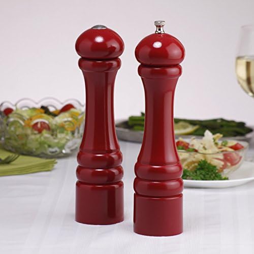 10-Inch Candy Apple Red Chef Specialties Pepper Mill Salt Shaker Set