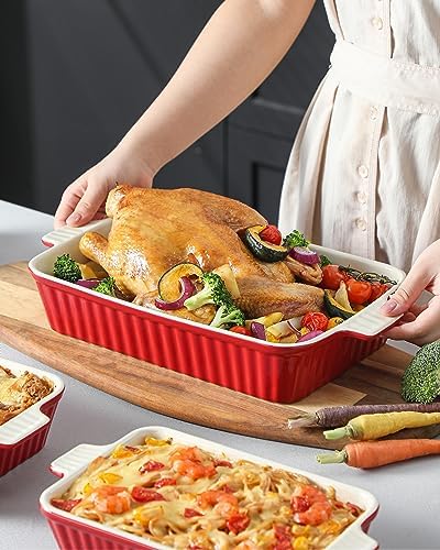 MALACASA Porcelain Bakeware Set of 4 Red 1