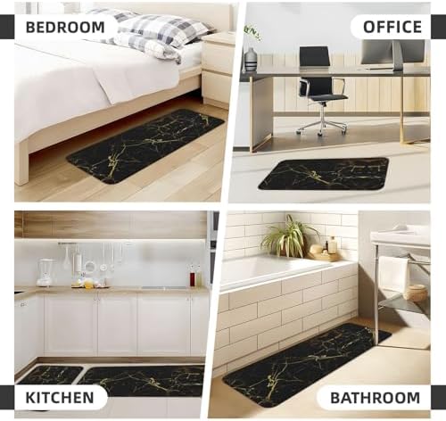 Luxury Gold-Black Kitchen Mat Set