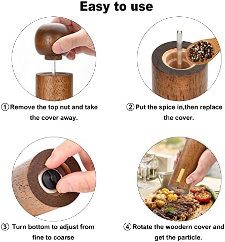 Elegant Wooden Salt Pepper Mill Set with Tray for Home Kitchen