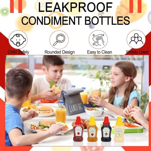CARONIN 4PCS Mini Condiment Squeeze Bottles